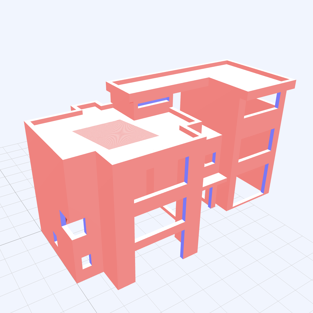 Architectural shell example showing a house with walls, windows and doors