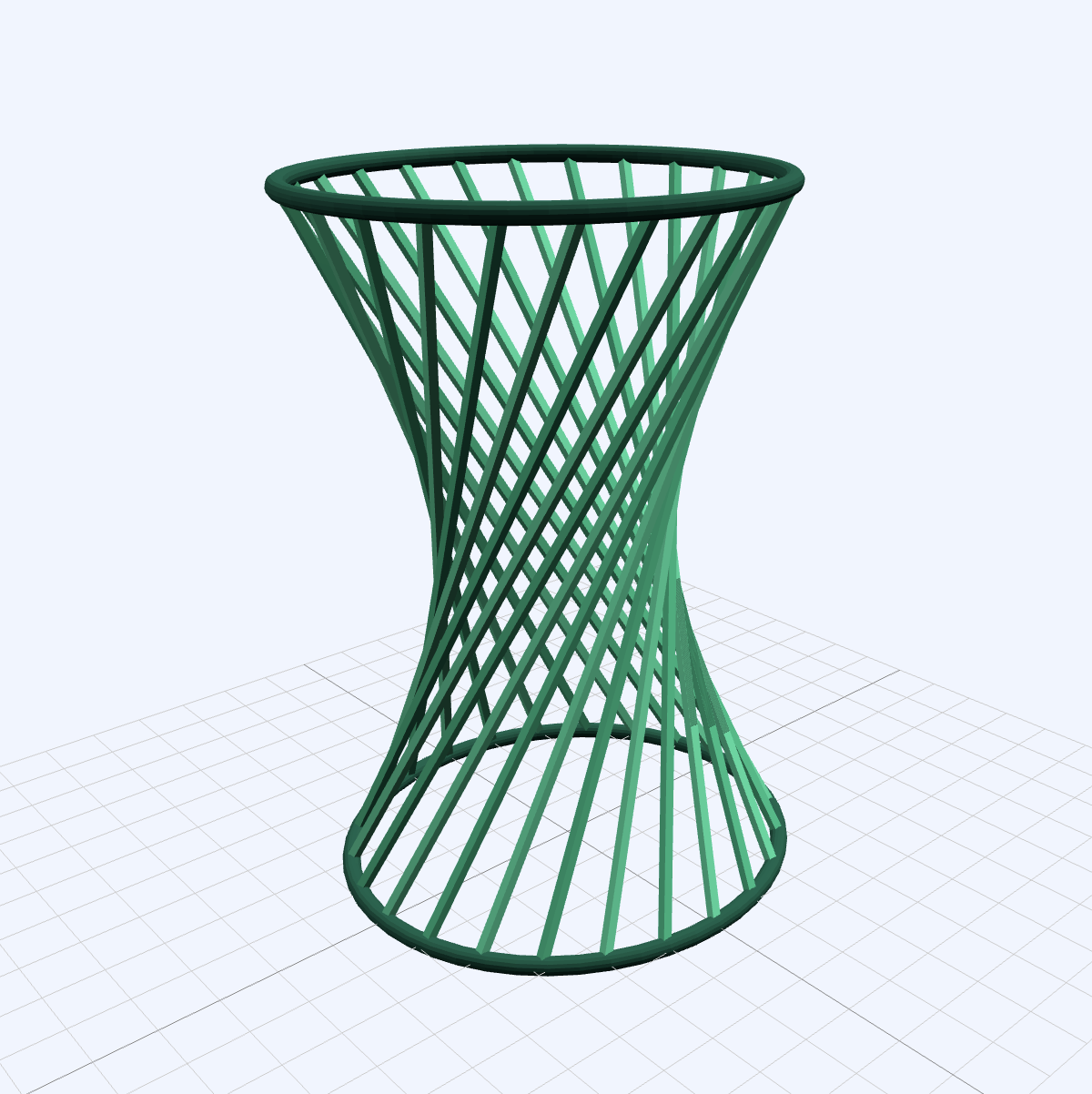 Hyperboloid tower with twisted structural beams